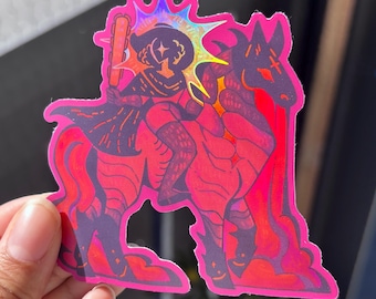 Red Horseman Holographic Sticker