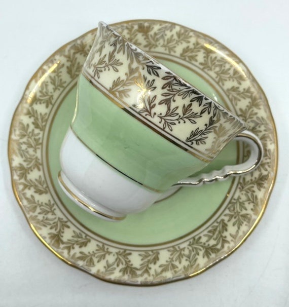 Royal Stafford Mint Green and Gold Teacup and Saucer - Etsy