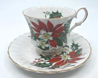 Queens Anne Poinsettia Teacup and Saucer