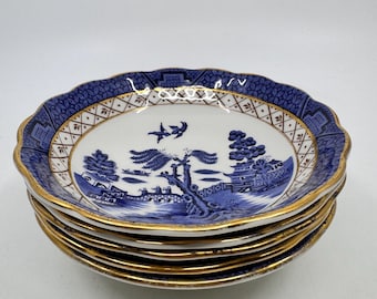 2 Booths Royal Doulton Real Old Willow Dinner Plates. the Majestic