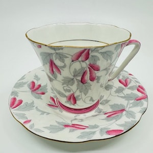 Royal Grafton Pink Handled Teacup and Saucer