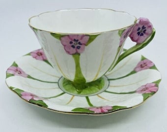 Tasse à thé avec poignée en fleurs vertes, Chine Atlas