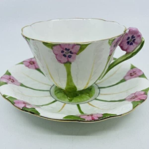 Atlas China Green Flower handled Teacup