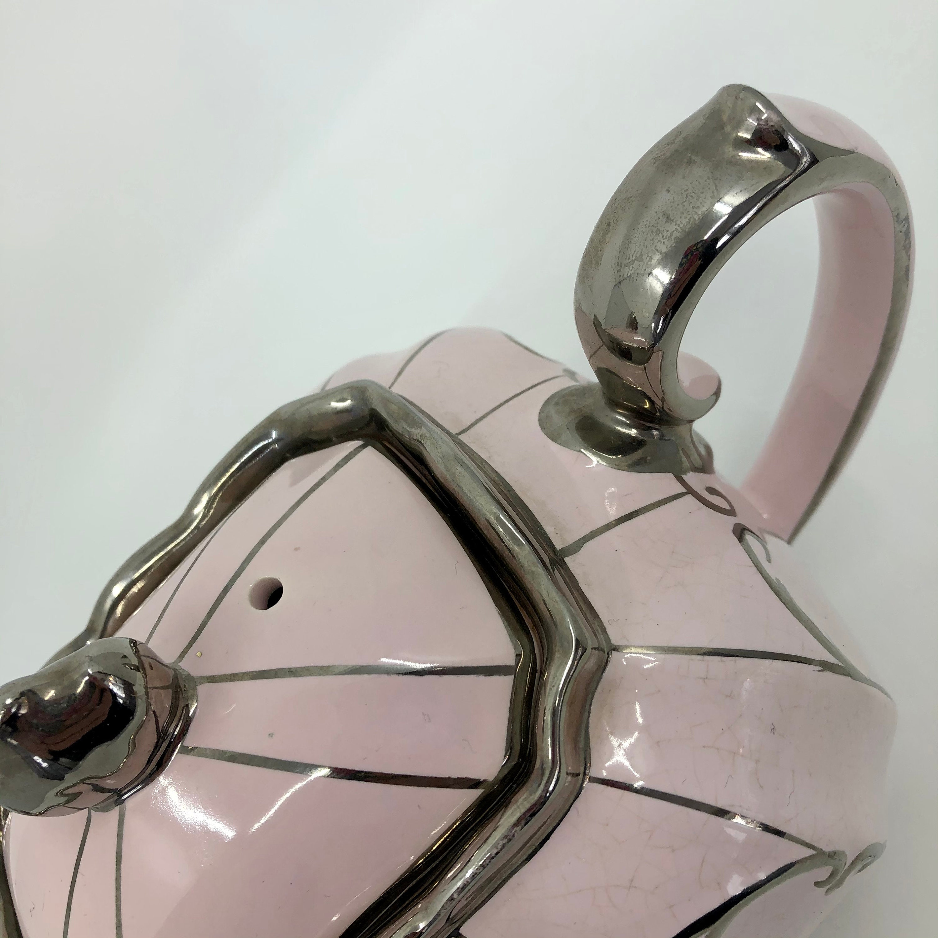 Rare Sadler Pink Cube Teapot With Silver Details Etsy