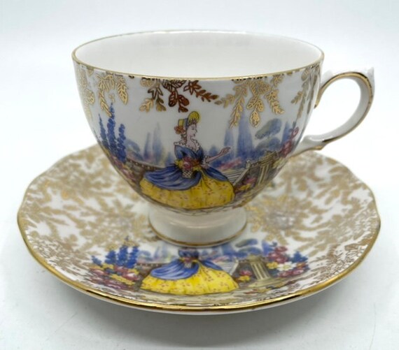 Queen Anne Pattern Number 8158 Crinoline Lady Teacup and Saucer - Etsy