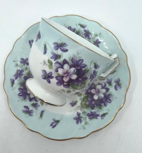 AYNSLEY English violet  陶器 Aynsley Teacup and Saucer, Violet Teacup, English Bone China