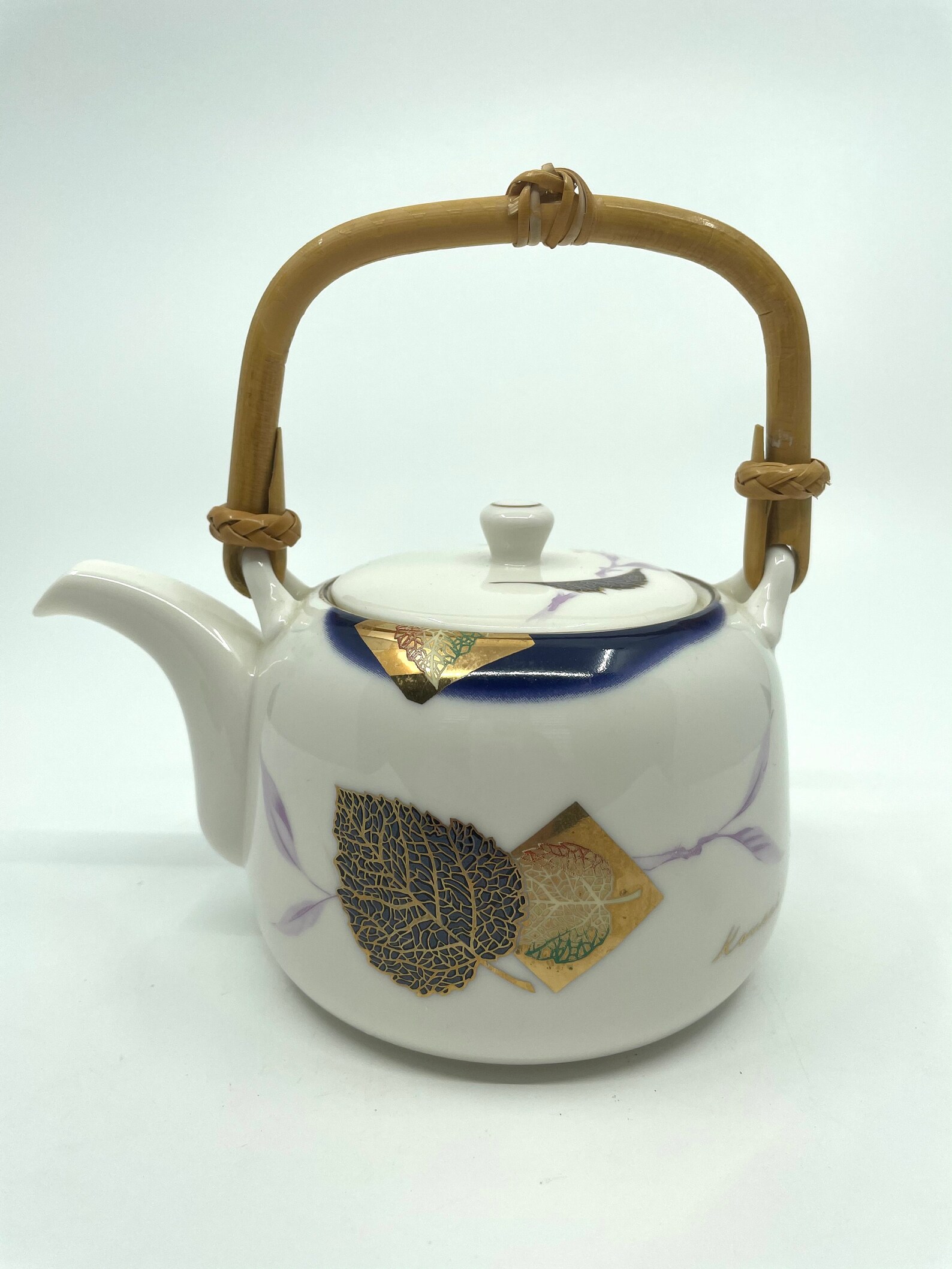 Kansai Japan Fine China Bamboo Handle Teapot Etsy