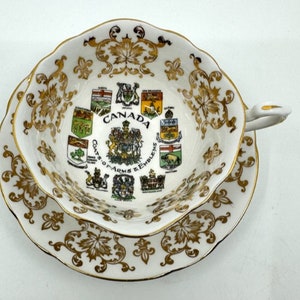 Paragon Square Shape Canada Coat of Arms Teacup and Saucer