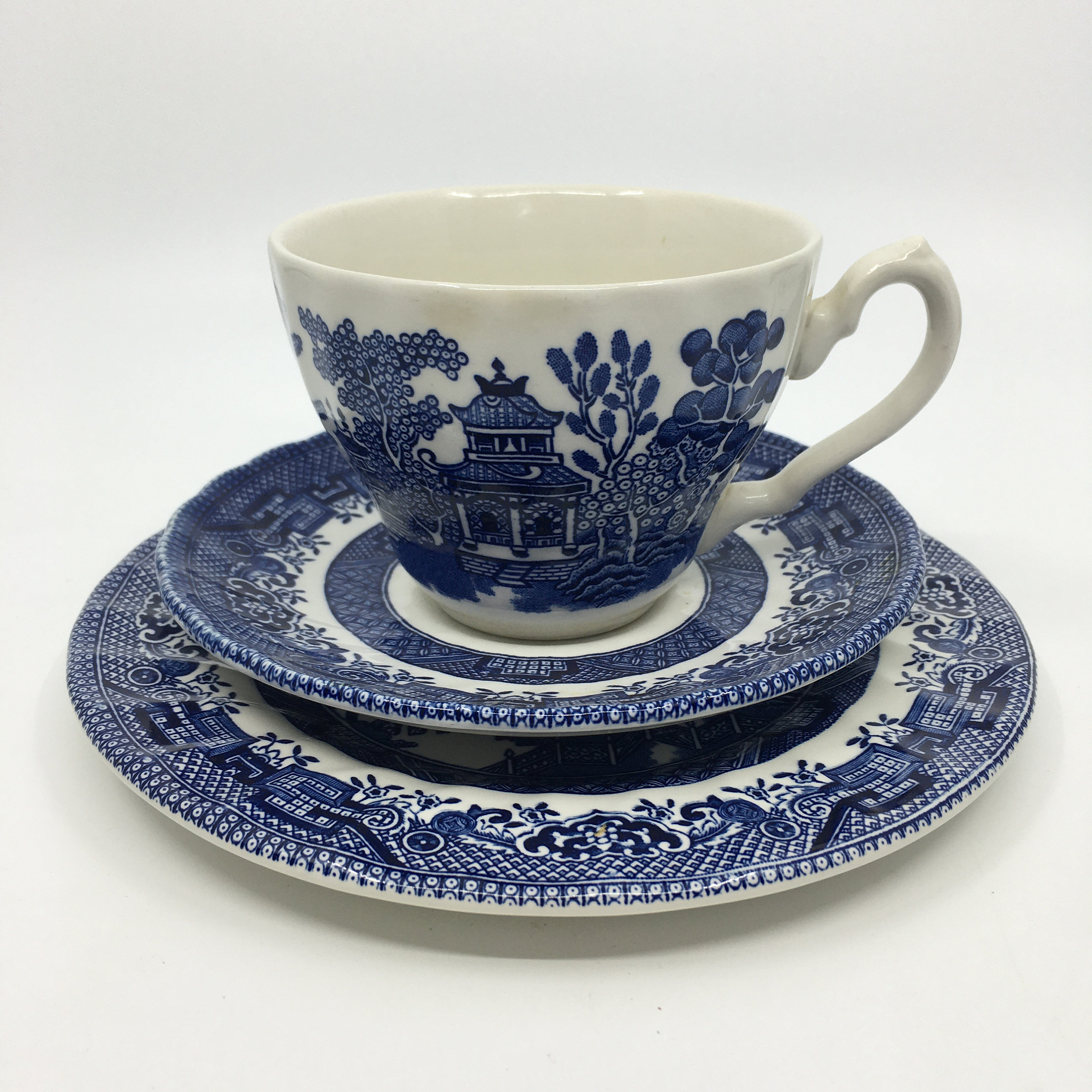 2 Crown Clarence Vintage Blue Willow Trio Sets Etsy Canada