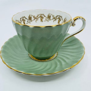 Aynsley Sage Green Swirl teacup