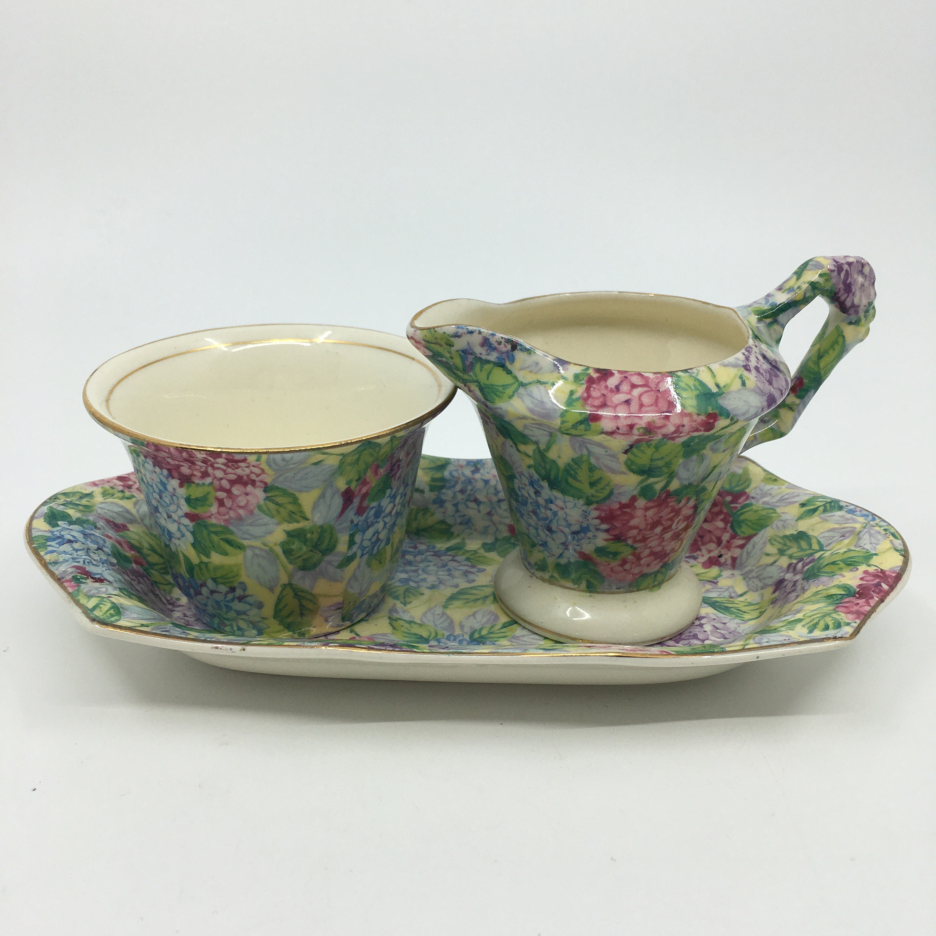 James Kent Hydrangea Cream and Sugar set with Tray Etsy