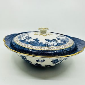 RARE Booths Real Old Willow Covered Serving Bowl