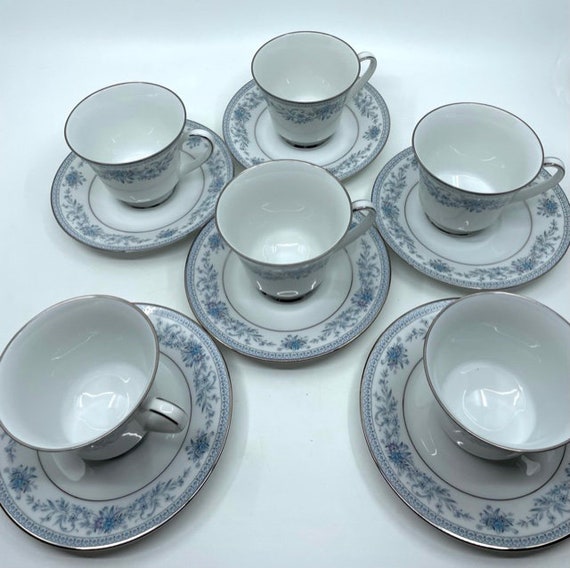 Set of Six Contemporary Fine China by Noritake Blue Hill Set of Six Contemporary Fine China by Noritake Blue Hill