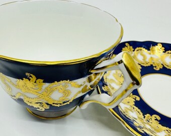 エインズレイ コバルトブルー＆ゴールド ティーカップ＆ソーサー