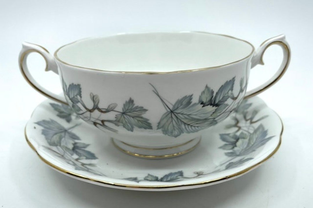 Royal Albert Silver Maple Double Handled Soup Bowl With Saucer Etsy