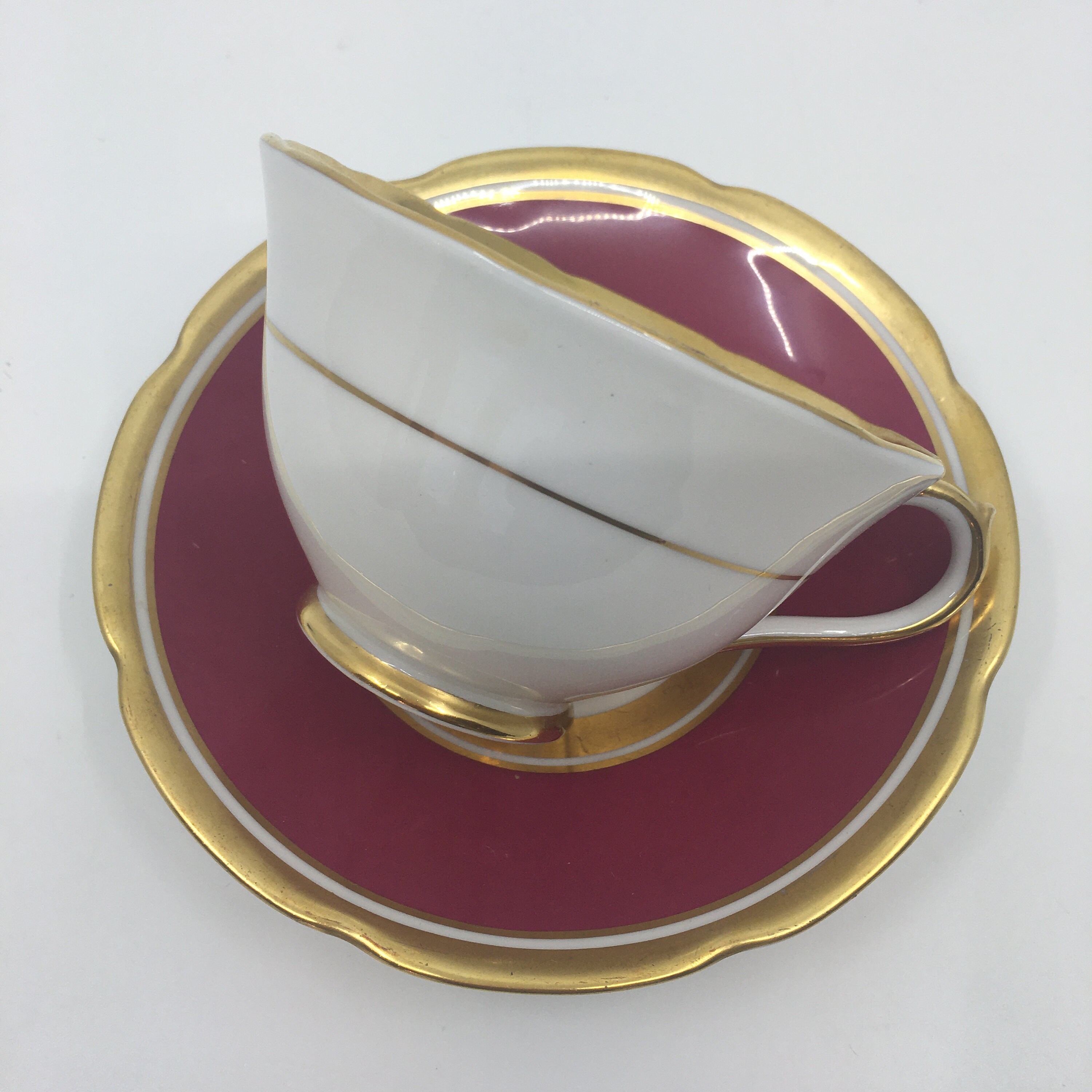 Collingwood China Ruby Red and Gold Teacup and Saucer Etsy