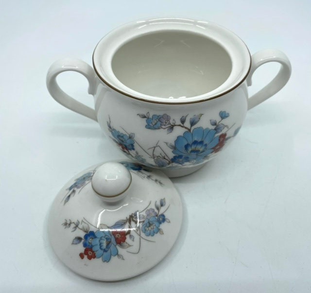 Versatone by Noritake Japan Bleu Fleur Double Handled Sugar Bowl