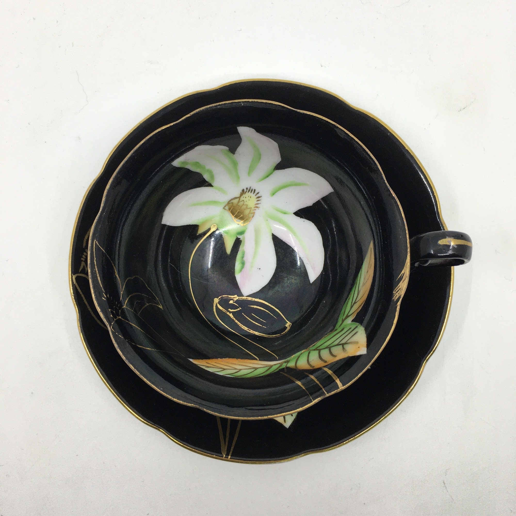 Princess China (occupied Japan) Black Teacup With Lily Motif - Etsy