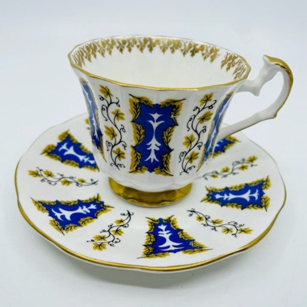 Blue and Gold Teacup Etsy