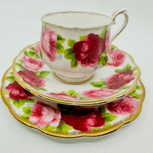 Royal Albert Old English Rose Trio with Teacup Saucer and Plate