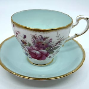 Filiżanka do herbaty i spodek Paragon Turquoise Interior Floral Outdoor