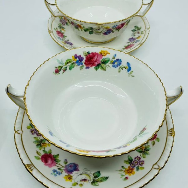 Royal Crown Derby set de 2 - Bols de soupe Melody en forme de Gadroon