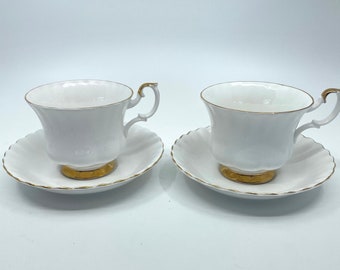 Set of Two Royal Albert Val D’or Teacups and Saucers