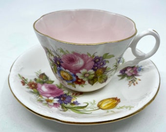 EB Foley Taza de té y platillo rosa y floral (40314)