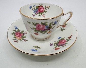 Crown Staffordshire floral  Teacup and Saucer