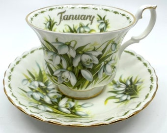 Royal Albert Flowers of the Month January Teacup and Saucer