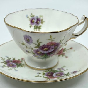 Hammersley Quatrefoil Demitasse Floral Teacup and Saucer