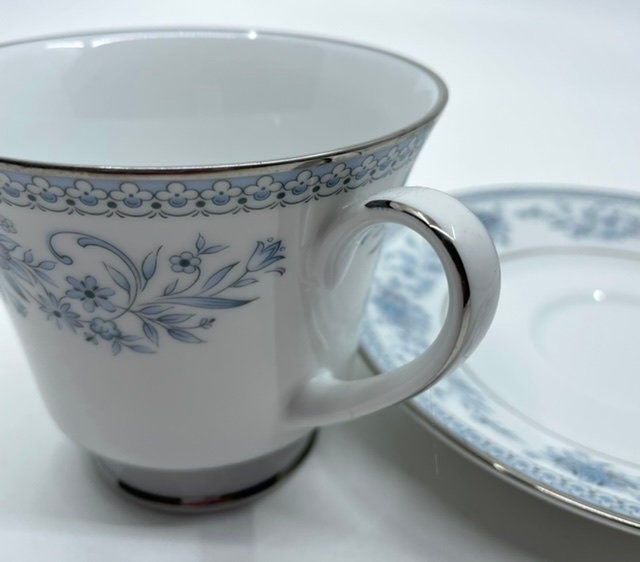 Set of Six Contemporary Fine China by Noritake Blue Hill Teacups