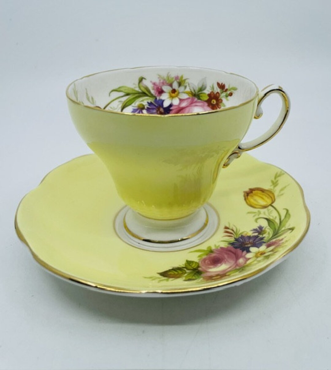 EB Foley Rare Mid Century Sunny Yellow Tea Cup With Tulip Design - Etsy