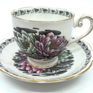 Queen Anne Water Lily Footed Teacup and Saucer