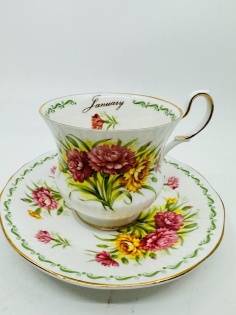 Tasse Et Soucoupe January - Porcelaine Multicolore - Occasion