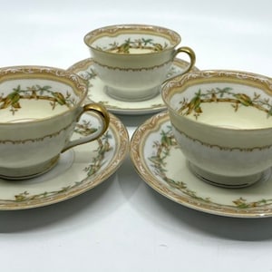 Set of Three Noritake Olympia Teacups and Saucers