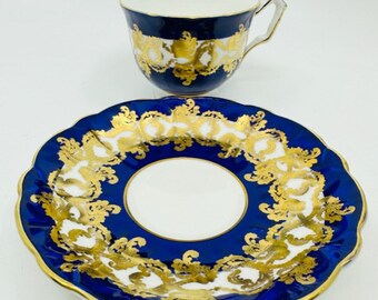 エインズレイ コバルトブルー＆ゴールド ティーカップ＆ソーサー