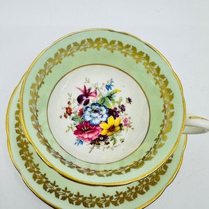 Hammersley signed by F Howard in Mint Green Teacup and Saucer