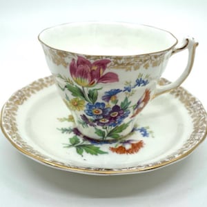 Old Royal Floral and Gold Teacup and Saucer