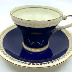 Aynsley Navy Blue Corset Teacup and Saucer