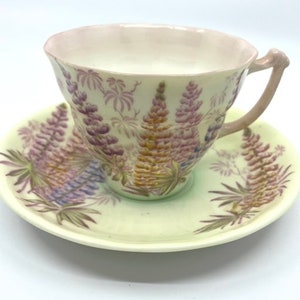 Old Royal Soft Pastel with Holly Hocks (2420) Teacup and Saucer