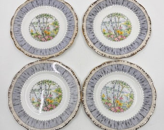 Royal Albert Silver Birch set of 4 bread plates