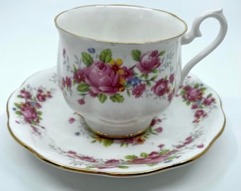 Royal Albert Pink Rose Teacup and Saucer