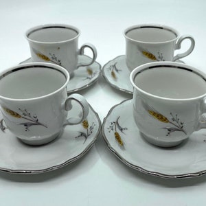 Set of Four Winterling Bavaria Rusigu Demitasse Teacups and Saucers