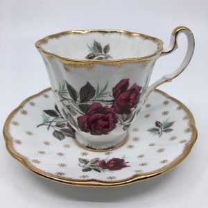 Royal Adderley Red Roses teacup and saucer set.