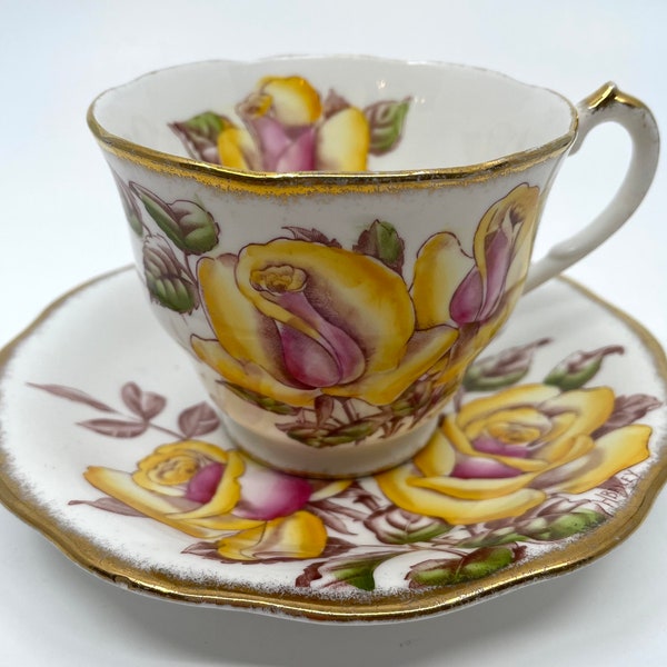 Tasse à thé et soucoupe rose de la reine Anne Windsor