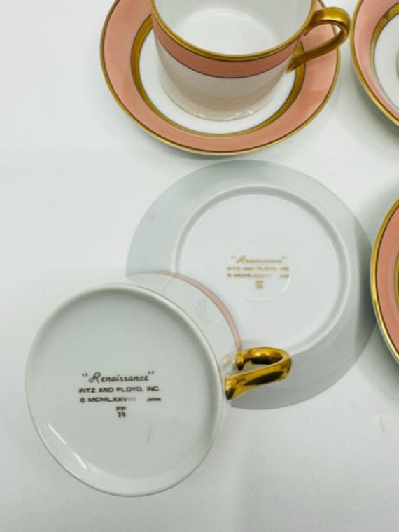 Fitz and Floyd Renaissance Peach Set of Four Cups and Saucers - Etsy