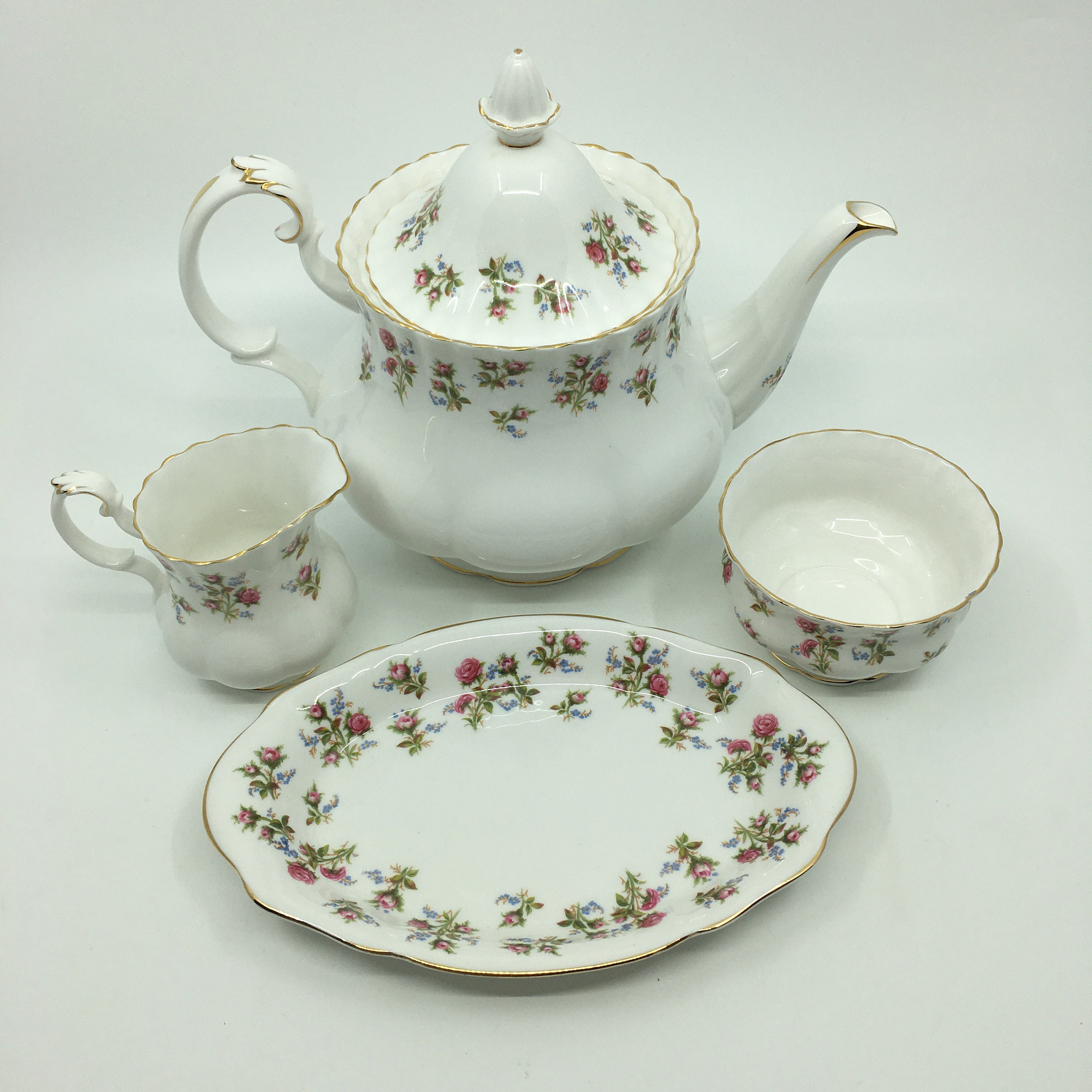 Royal Albert Winsome Tea Set Teapot Creamer Sugar and Tray Etsy