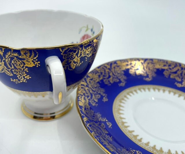 Gladstone Cobalt Blue and Gold Teacup and Saucer Etsy Canada