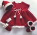 Christmas Baby Dress, Santa Hat, & Santa Boots Crochet Set ,Crochet Baby Outfit,Crochet Newborn Outfit, 